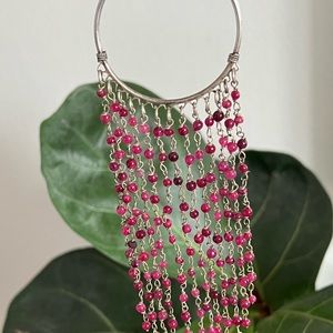 Ruby chandelier dangle silver earring.